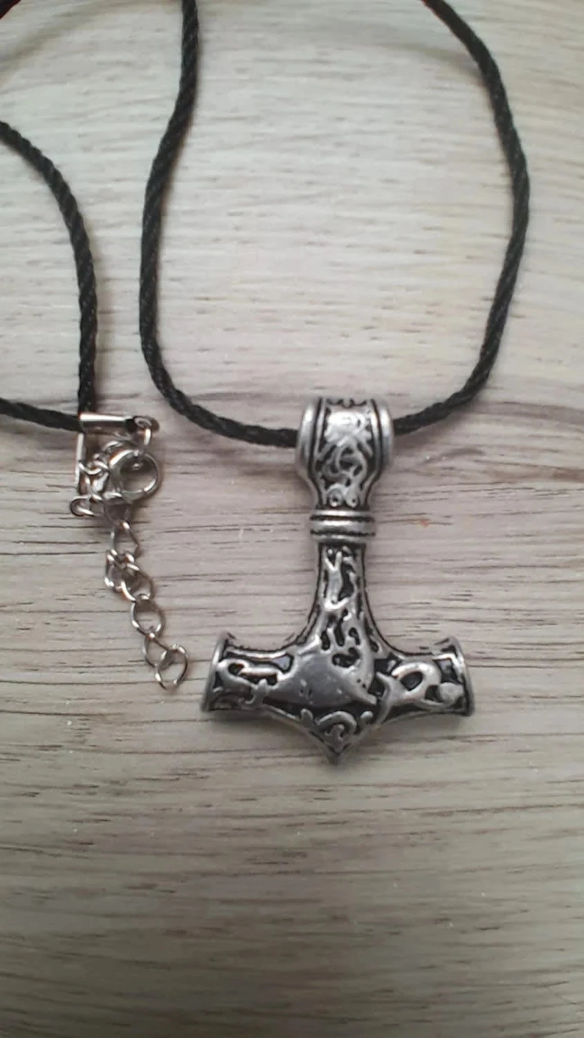Collar de cordón estilo vikingo, con colgante de Martillo de Thor – photo 2